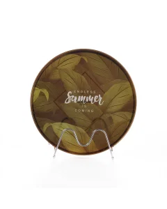 Medium circular green gilded serving tray