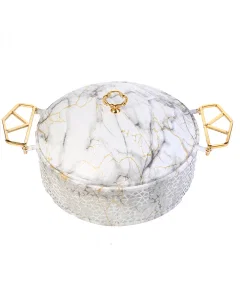 Porcelain serving tray with marble decoration 12 inch