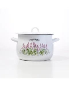 Ukrainian vegetable pot with glass lid a white cover   4.75 liters