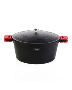 Aluminum pot with black cover size 32