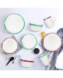 Dinner set 8 pieces white colored