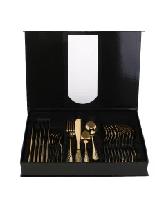 Spoon Bag 24 Pieces Gold Steel
