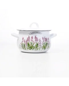 Ukrainian vegetable pot with glass lid a white cover   2.4 liters