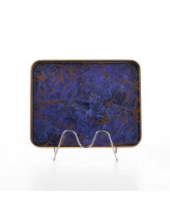 small rectangle dark blue gilded serving tray