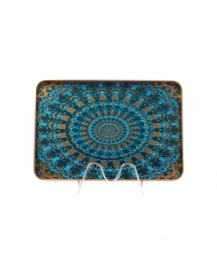 Medium rectangular gilt turquoise serving platter