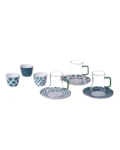 tea and cawcups 18 colored pieces