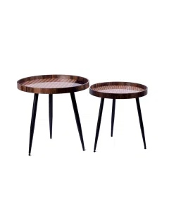 Bargel serving tray set of 2 pieces, brown engraved