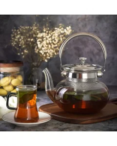 Glass jug with steel handle 1300 ml