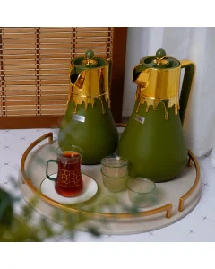 Drip thermos set, green and gold