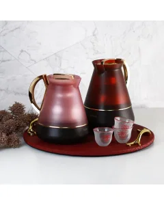 Lamar thermos set 2 pcs burgundy with golden handle