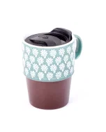 Porcelain cup with a brown-green lid