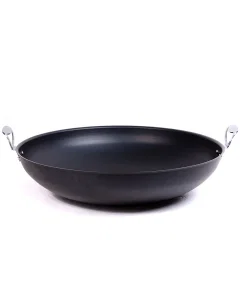 Black frying pan with two hands, size 50 Japanese