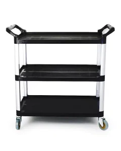 Large black plastic serving cart