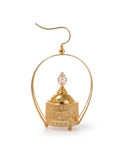 Golden incense burner with a medium cover