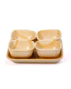 Serving plate, 18 cm, wooden, 5 pieces