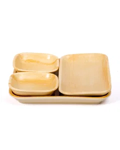 Serving plate, 23 cm, wooden, 4 pieces