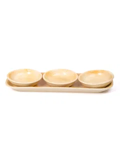 Wooden serving plate 8 cm, 4 pieces