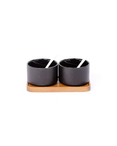 Porcelain serving set, wooden stand, 2 pieces