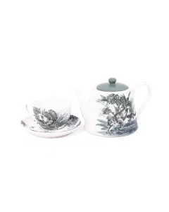 Gray porcelain tea set 9 pieces