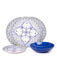 Dinner set 18 pieces blue pattern