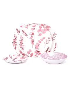 Dinner set of 18 pieces, pink flower