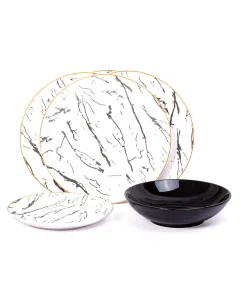 Dinner set 18 pieces black marble