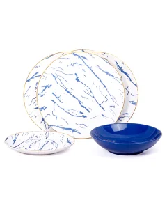 Dinner set 18 pieces blue marble