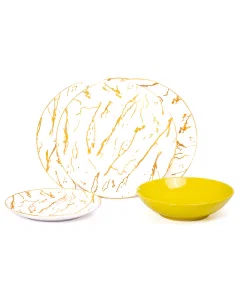 Dinner set 18 pieces yellow marble