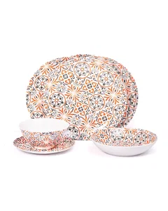 Dinner set 24 pieces orange gray pattern