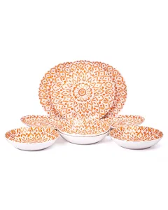 Dinner set 12 pieces orange pattern