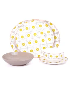 Dinner set 24 pieces yellow pattern