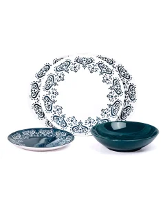 Dinner set 18 pieces green pattern