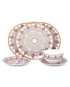 Dinner set 18 pieces purple pattern