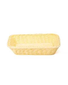 Large beige rectangular rattan serving tray