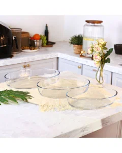 A set of oval glass oven trays, 3 pieces