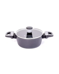 Non-stick coated saucepan with glass lid size 20