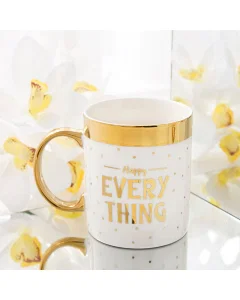 Porcelain mug with handle and cover