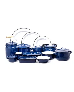 Ukrainian dinner set 38 pieces blue