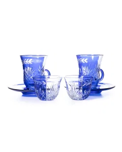 18-piece set of teapots and cups, blue