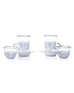 A set of 18-piece silver teacups and cups