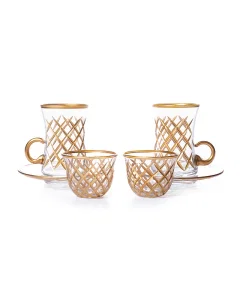 A set of 18-piece golden cups and cups