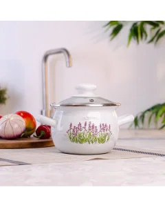 Ukrainian vegetable pot with glass lid 1.5 -liters
