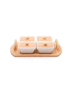 Set of nuts with a wooden base, 4 pieces