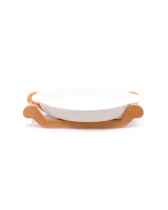 Ceramic plate with wood base