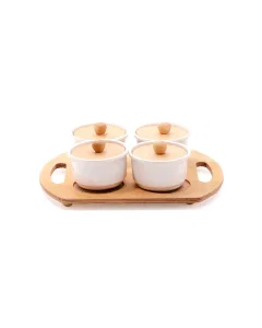 Set of nuts with a wooden base, 4 pieces