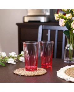 Glass cups set, 3 pieces, 385 ml, colored