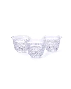 A set of 12-piece glass coffee cups