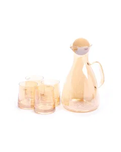 Jake and glass cups set, 5 pieces, brown