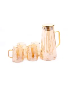 Jake and glass cups set, 5 pieces, brown
