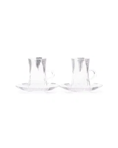 Set of 12 pieces silver glass tea cups